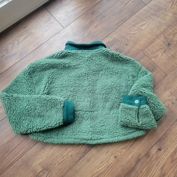 PacSun Green Sherpa Cropped Jacket Size XL - Picture 2 of 6
